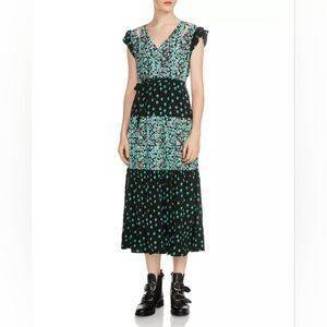 Maje Black and Teal Floral Dress